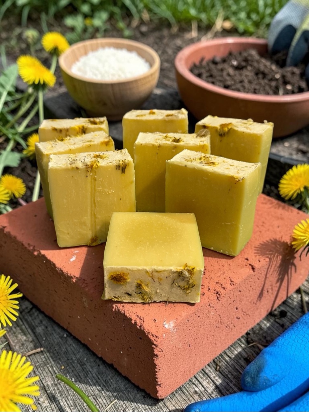 Natural Dandelion Body Wash Bar - Tallow Rice Oil Orchid & Vine